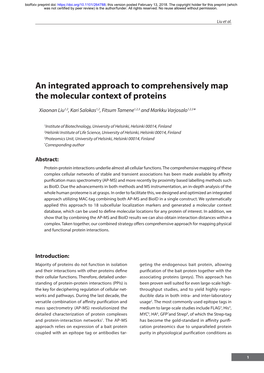 An Integrated Approach to Comprehensively Map the Molecular Context of Proteins