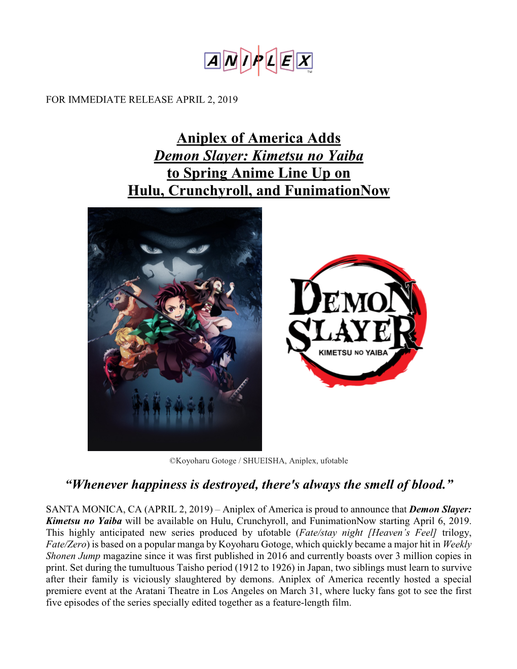 aniplex of america demon slayer