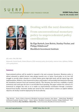 Dealing with the Next Downturn: from Unconventional Monetary Policy to Unprecedented Policy Coordination