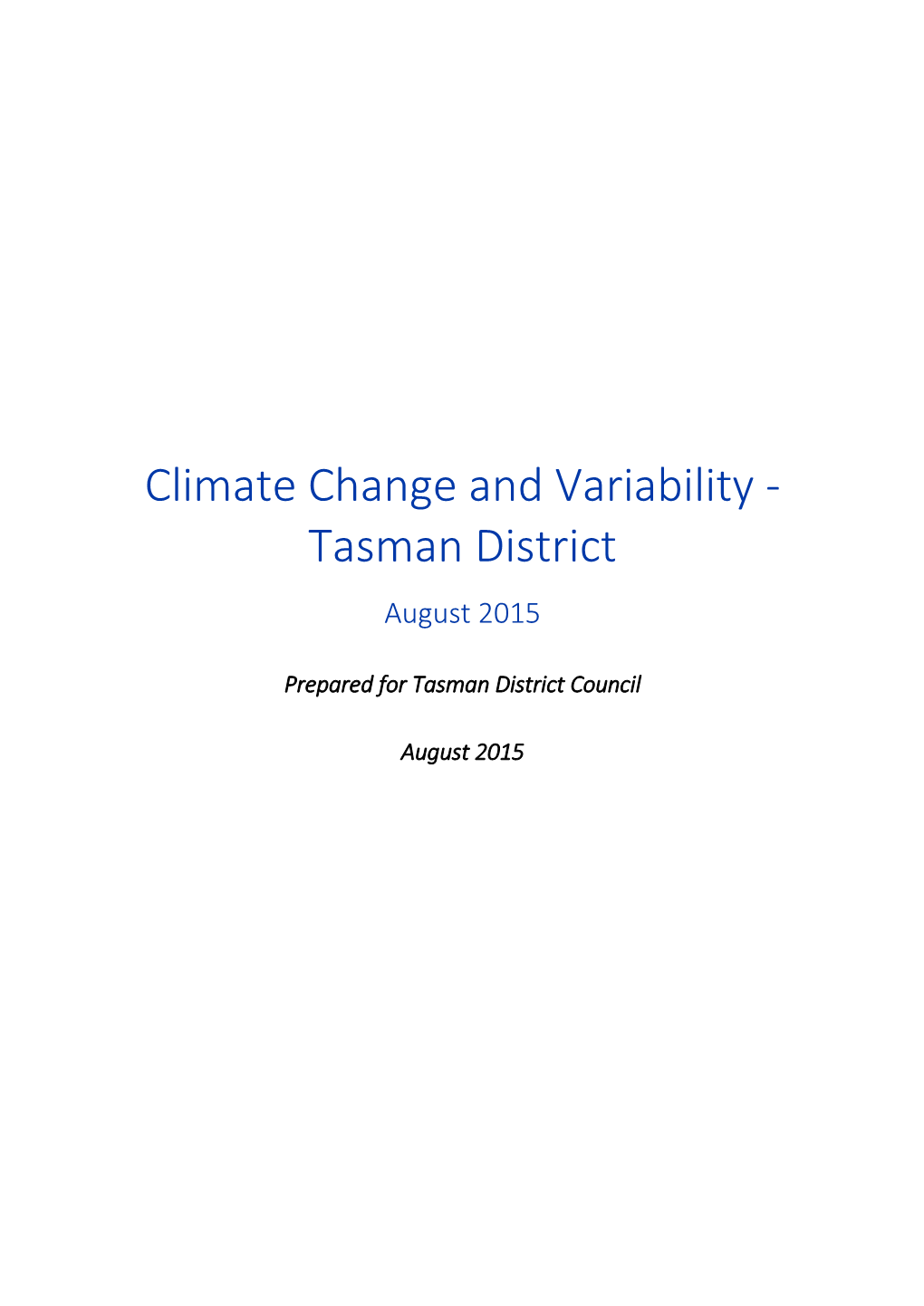 Climate Change and Variability - Tasman District August 2015