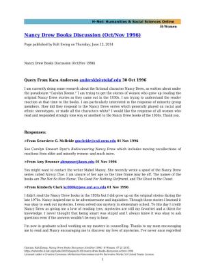 Nancy Drew Books Discussion (Oct/Nov 1996)