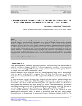 A Short Description of Androsace Genre Plants Present in Alexandru Beldie Herbarium from I.N.C.D.S