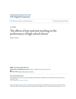 The Effects of Rote and Note Teaching on the Performance of High School Chorus Radio Cremata