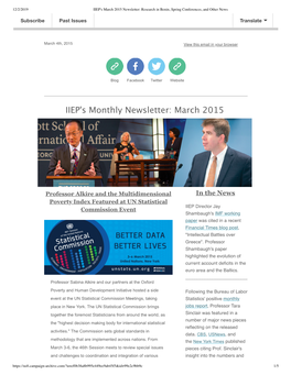 IIEP's Monthly Newsletter: March 2015