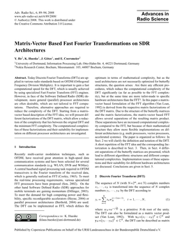 Matrix-Vector Based Fast Fourier Transformations on SDR Architectures
