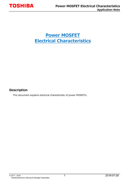 Electrical Characteristics : Power MOSFET Application Notes