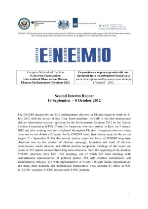 Second Interim Report 10 September – 8 October 2012