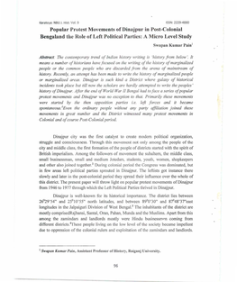 Popular Protest Movements of Dinajpur in Post-Colonial Bengaland the Role of Left Political Parties: a Micro Level Study Swapan Kumar Pain'