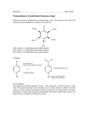 Nomenclature of Substituted Benzene Rings