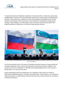 Opportunities and Limits of Cooperation Between Uzbekistan and Russia
