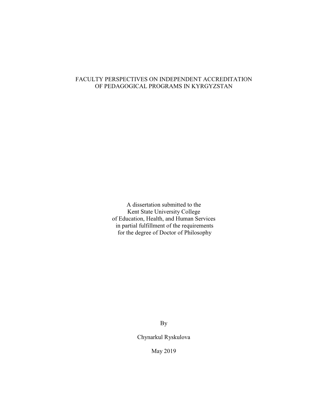 Faculty Perspectives on Independent Accreditation of Pedagogical Programs in Kyrgyzstan