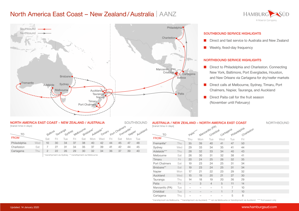 North America East Coast – New Zealand / Australia | AANZ