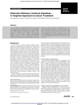Cachexia Signaling— a Targeted Approach to Cancer Treatment Yuji Miyamoto1, Diana L