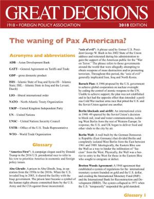 The Waning of Pax Americana? “Axis of Evil”: a Phrase Used by Former U.S