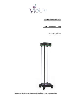 Operating Instructions UVC Germicidal Lamp