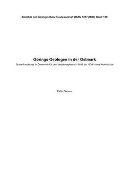 Görings Geologen in Der Ostmark