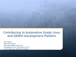 Contributing to Automotive Grade Linux and GENIVI Development Platform