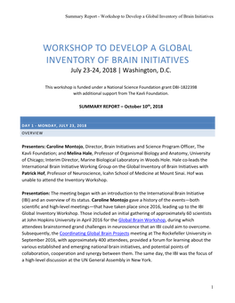 Workshop to Develop a Global Inventory of Brain Initiatives