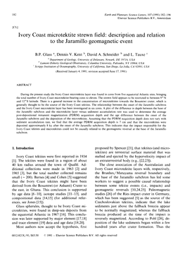 Ivory Coast Microtektite Strewn Field: Description and Relation to the Jaramillo Geomagnetic Event