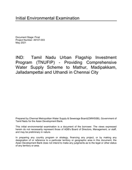 IND: Tamil Nadu Urban Flagship Investment Program (TNUFIP)