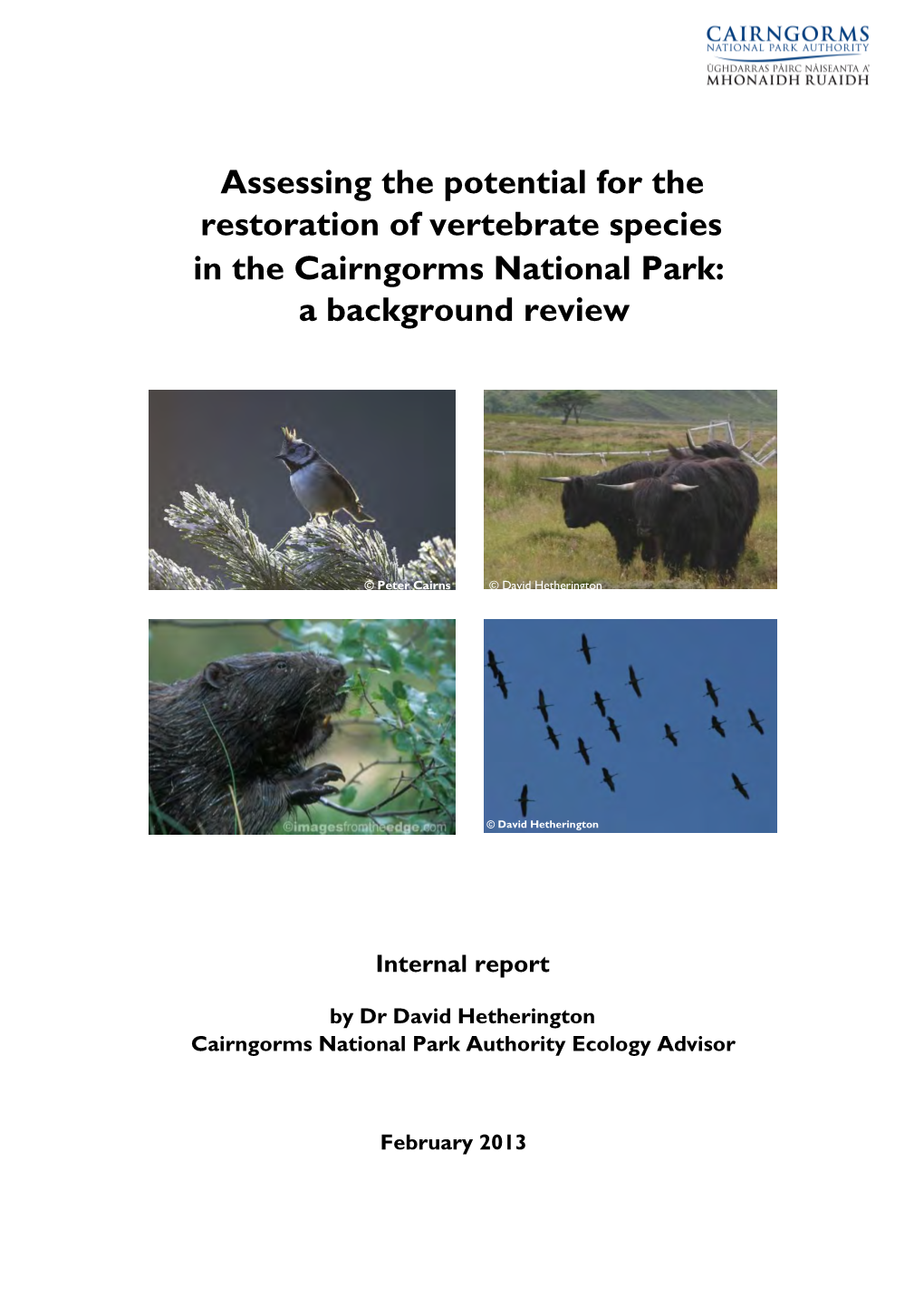 Assessing the Potential for the Restoration of Vertebrate Species in the Cairngorms National Park