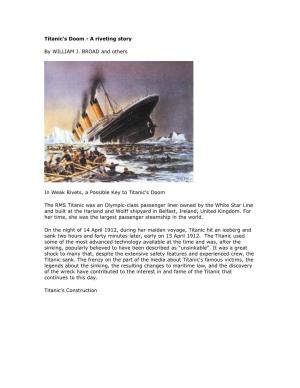 Titanic's Doom - a Riveting Story