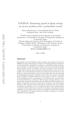 COVID-19: Estimating Spread in Spain Solving an Inverse Problem with a Probabilistic Model