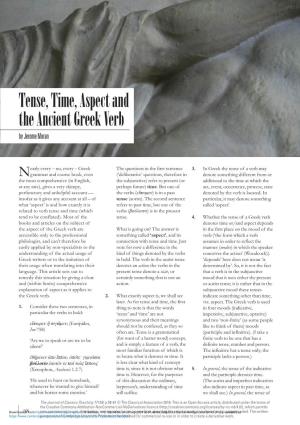 Tense, Time, Aspect and the Ancient Greek Verb by Jerome Moran
