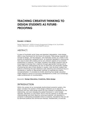 Teaching Creative Thinking to Design Students As Future-Proofing 1