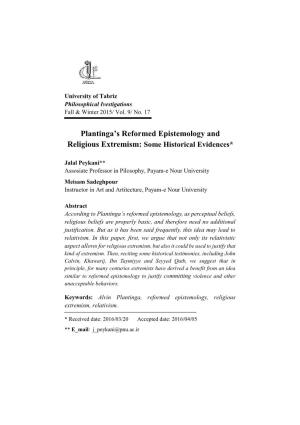 Plantinga's Reformed Epistemology and Religious Extremism