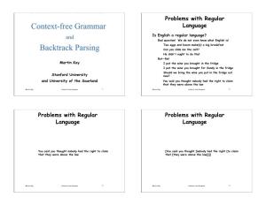 Backtrack Parsing Context-Free Grammar Context-Free Grammar
