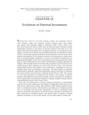 Evolution of Paternal Investment