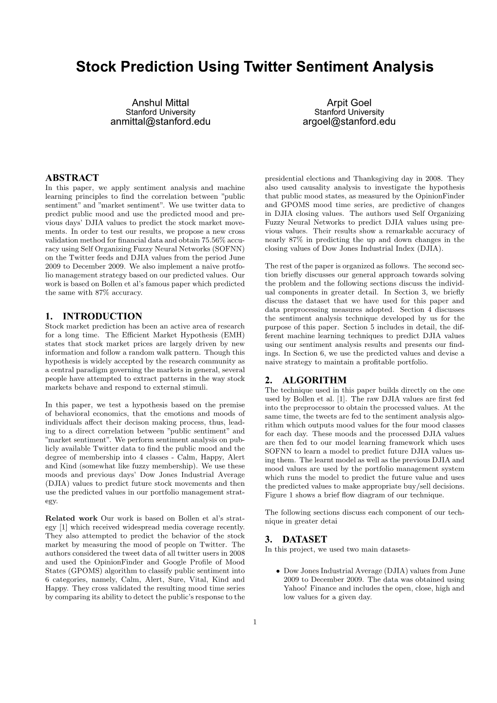 Stock Prediction Using Twitter Sentiment Analysis