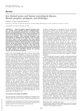 Review Ion Channel Genes and Human Neurological Disease