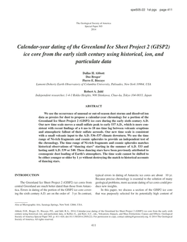 Calendar-Year Dating of the Greenland Ice Sheet Project 2 (GISP2) Ice Core from the Early Sixth Century Using Historical, Ion, and Particulate Data