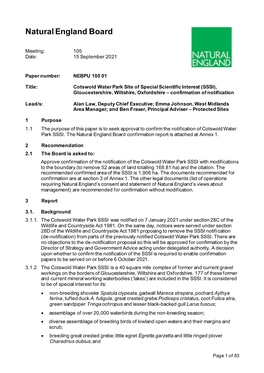 Cotswold Water Park Site of Special Scientific Interest (SSSI), Gloucestershire, Wiltshire, Oxfordshire – Confirmation of Notification