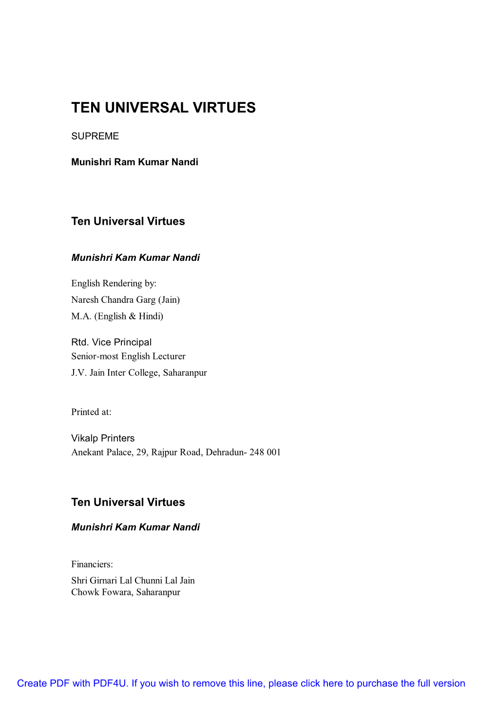 Ten Universal Virtues