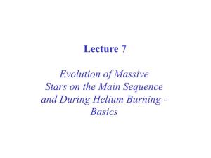 Lecture 7 Evolution of Massive Stars on the Main Sequence and During