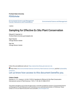 Sampling for Effective Ex Situ Plant Conservation