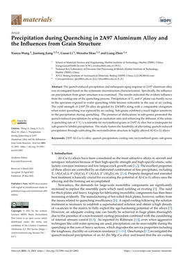 Precipitation During Quenching in 2A97 Aluminum Alloy and the Inﬂuences from Grain Structure
