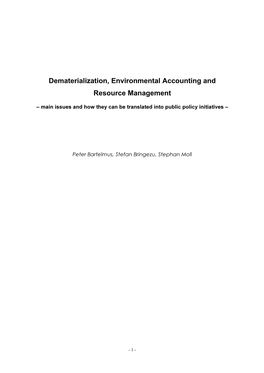 Dematerialization, Environmental Accounting and Resource Management