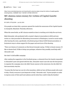 MU Alumna Raises Money for Victims of Capital Gazette Shooting | Local | Columbiamissourian.Com