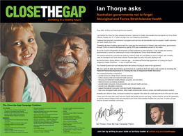 Ian Thorpe Asks Australian Governments Not to Forget Investing in a Healthy Future Aboriginal and Torres Strait Islander Health