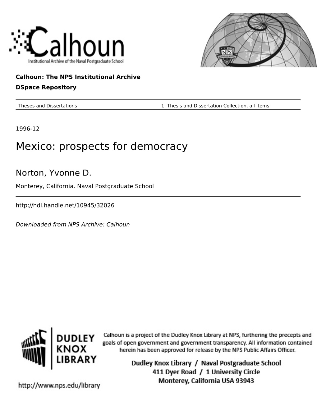 Mexico: Prospects for Democracy