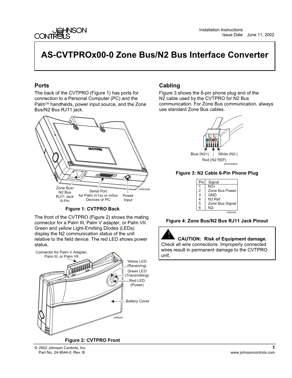 AS-Cvtprox00-0 Zone Bus/N2 Bus Interface Converter Installation Sheet Connection Figure 5 Is a Diagram of the Connections Between the CVTPRO and Other Devices