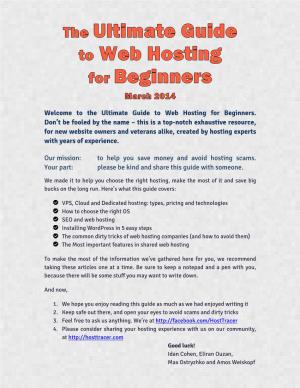 The Ultimate Guide to Web Hosting for Beginners. Don't Be