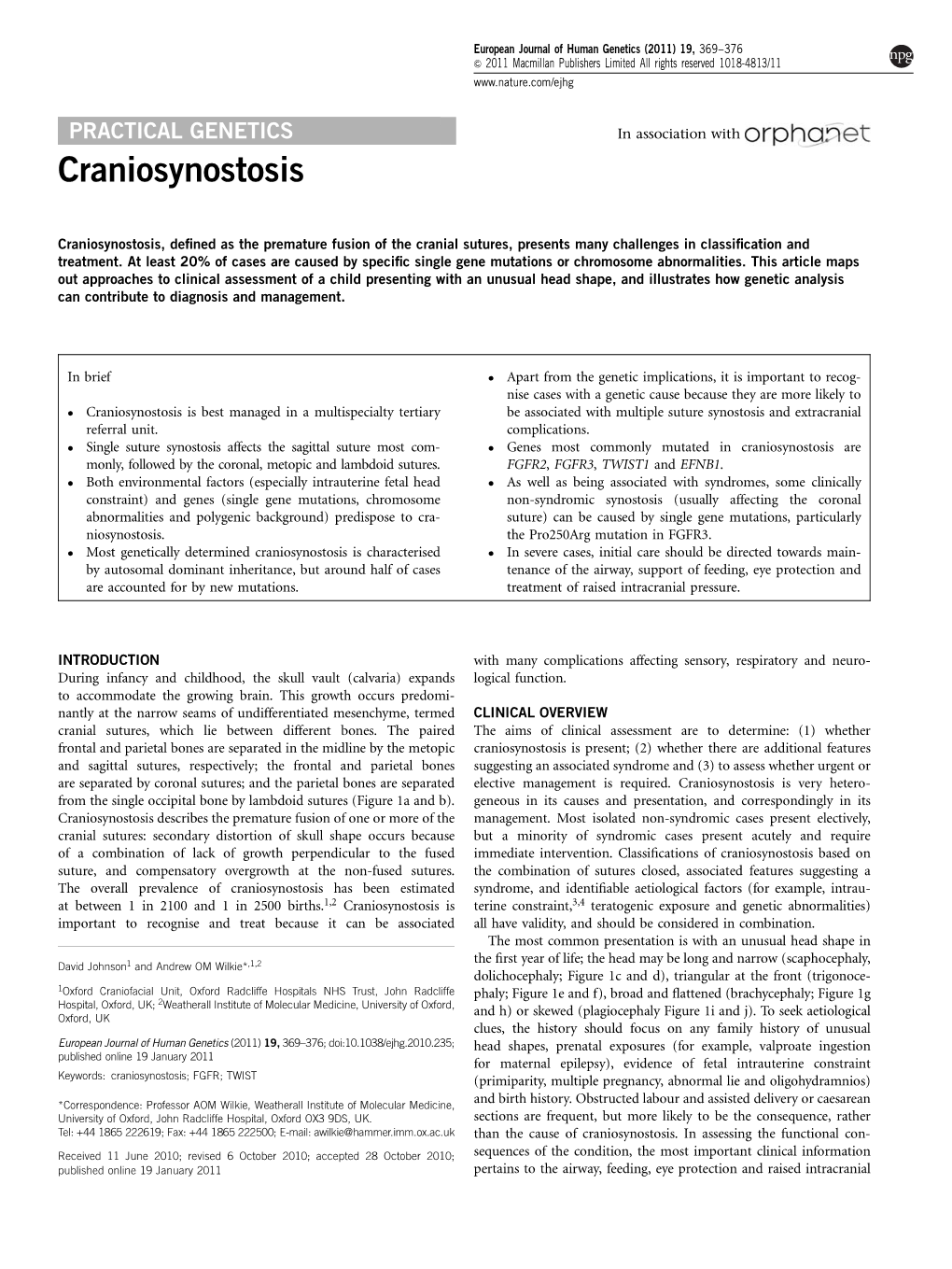 Craniosynostosis