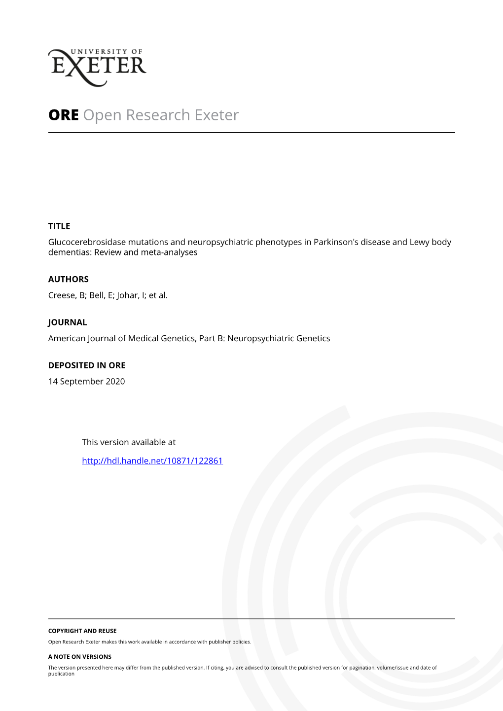 Glucocerebrosidase Mutations and Neuropsychiatric Phenotypes in Parkinson's Disease and Lewy Body Dementias: Review and Meta-Analyses