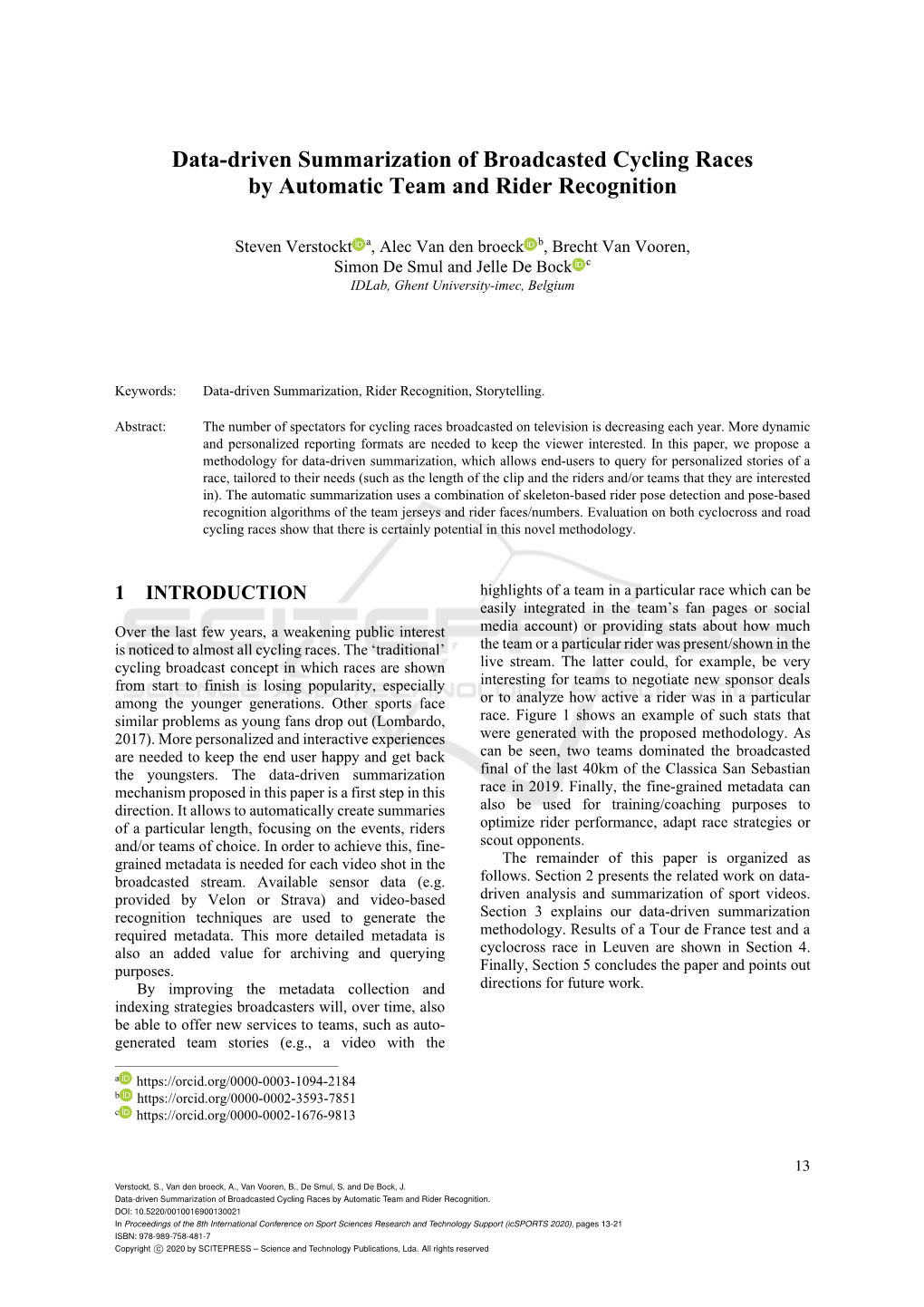 Data-Driven Summarization of Broadcasted Cycling Races by Automatic Team and Rider Recognition