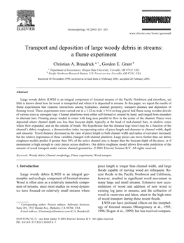 Transport and Deposition of Large Woody Debris in Streams: a Flume Experiment